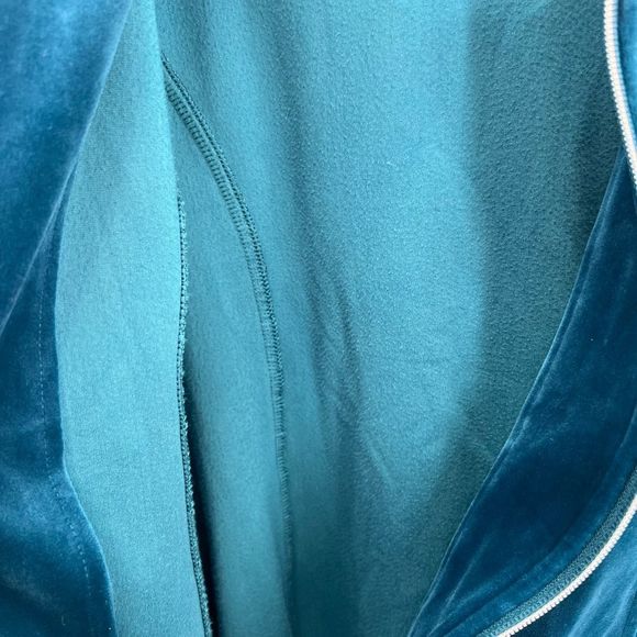 Zynergy by Chicos side snap velour teal size 0 4/5 hooded zip up casual workout - Picture 6 of 6